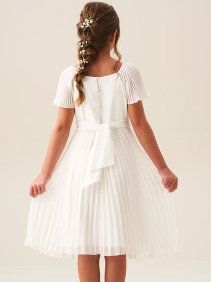 Angel & Rocket White Pleated Ballerina Occasion Bow Dress image 4