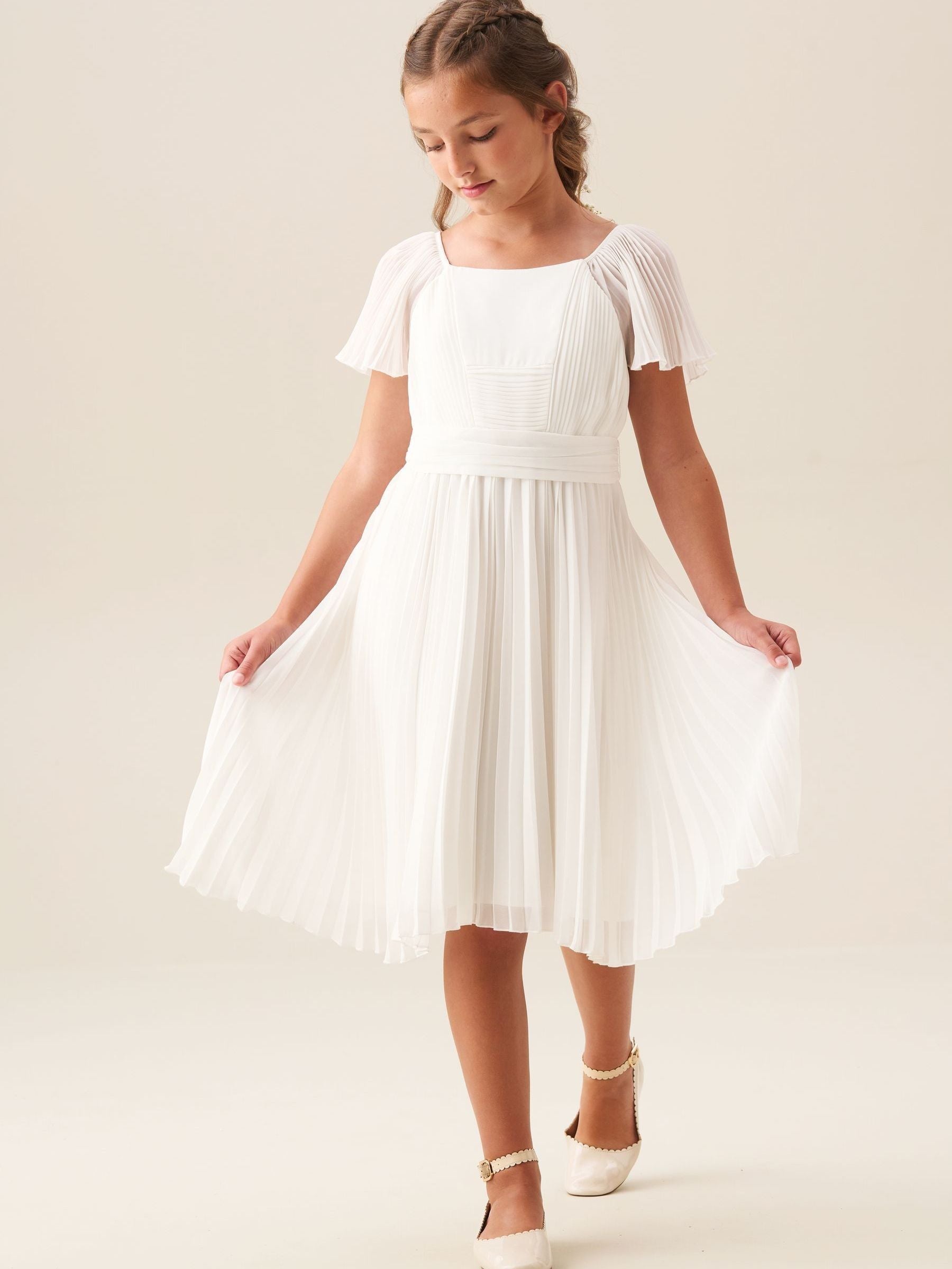 Angel & Rocket White Pleated Ballerina Occasion Bow Dress image 5