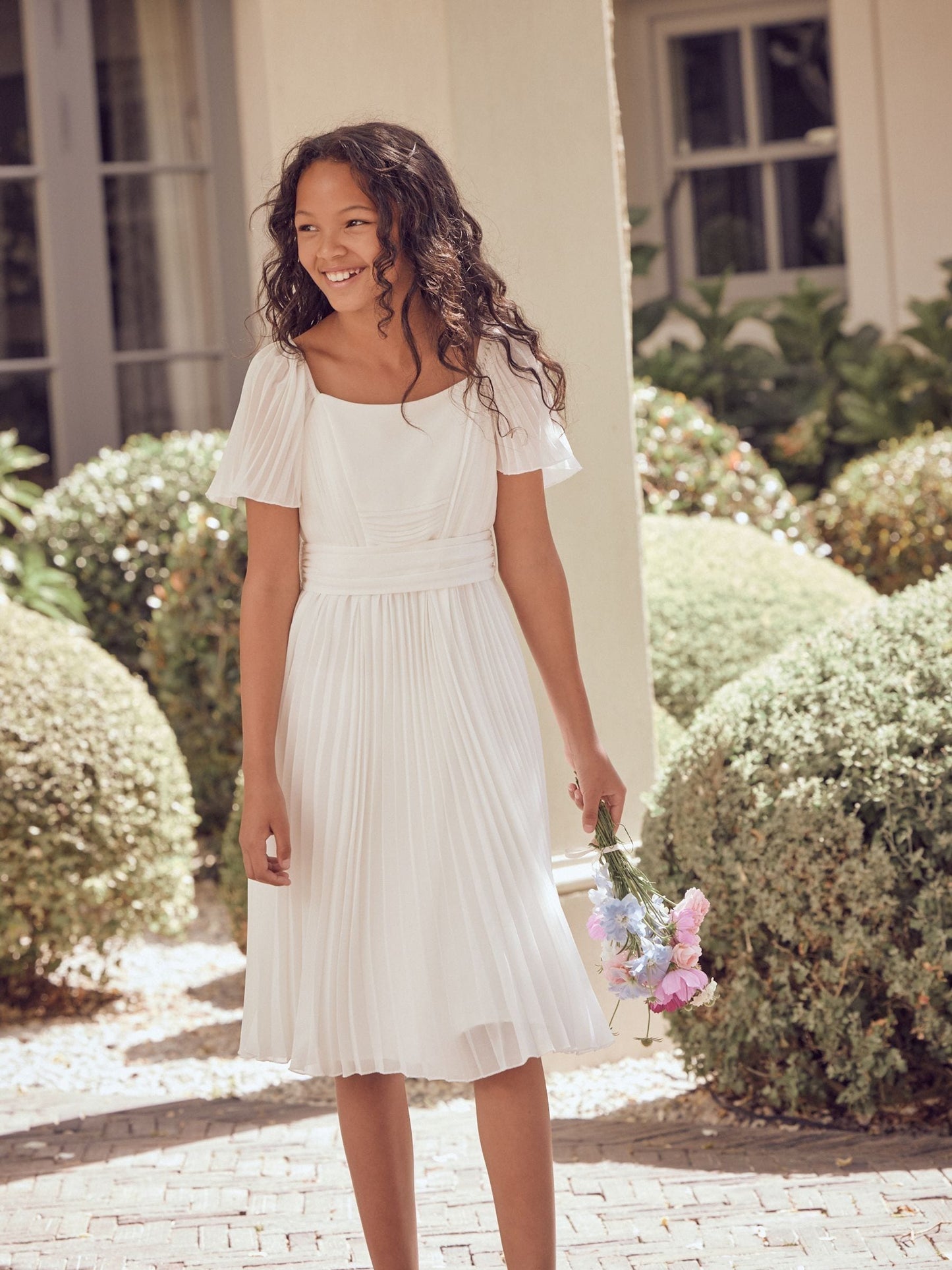 Angel & Rocket White Pleated Ballerina Occasion Bow Dress image 7