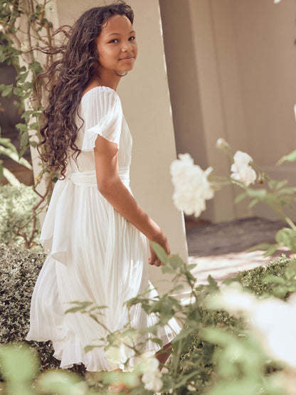 Angel & Rocket White Pleated Ballerina Occasion Bow Dress image 8