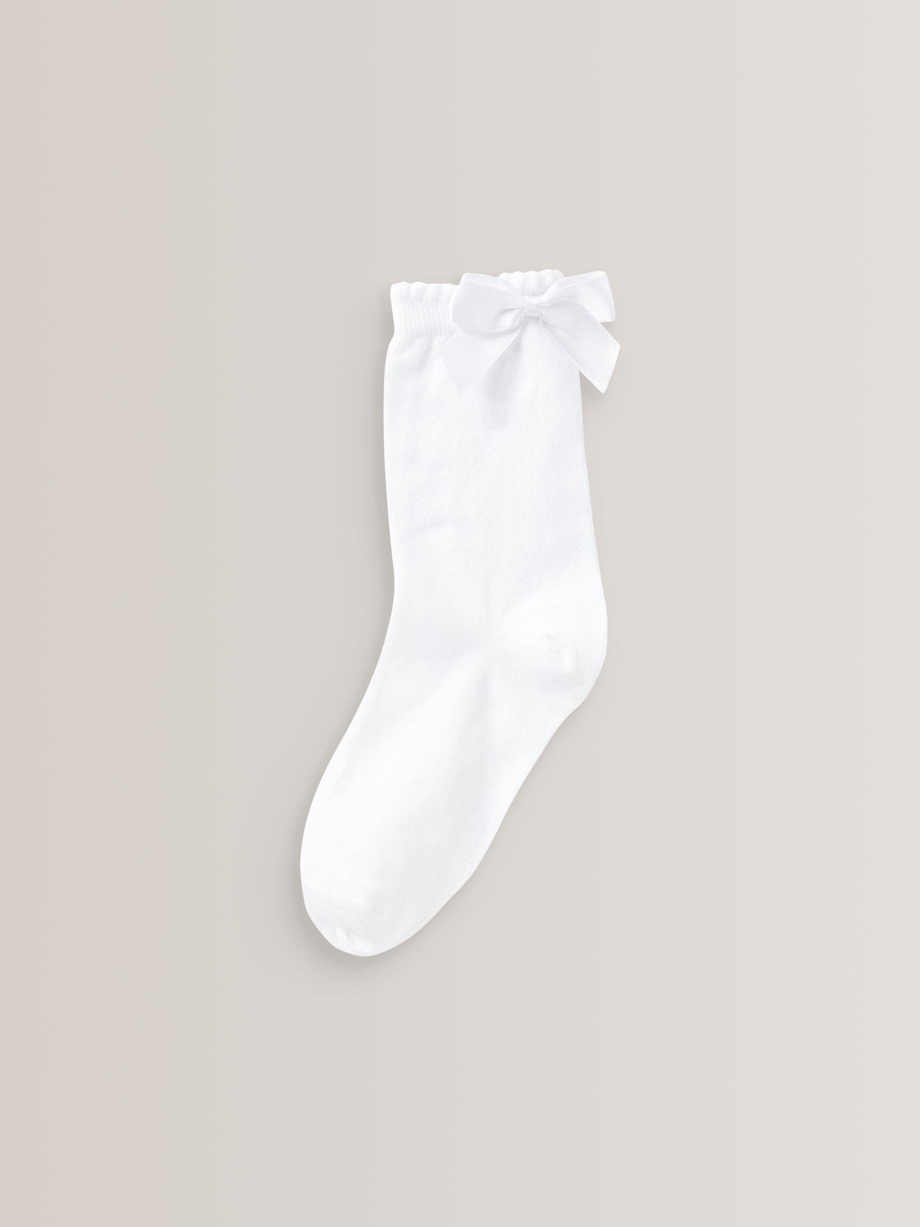 White 5 Pack Cotton Rich Bow Ankle School Socks image 2