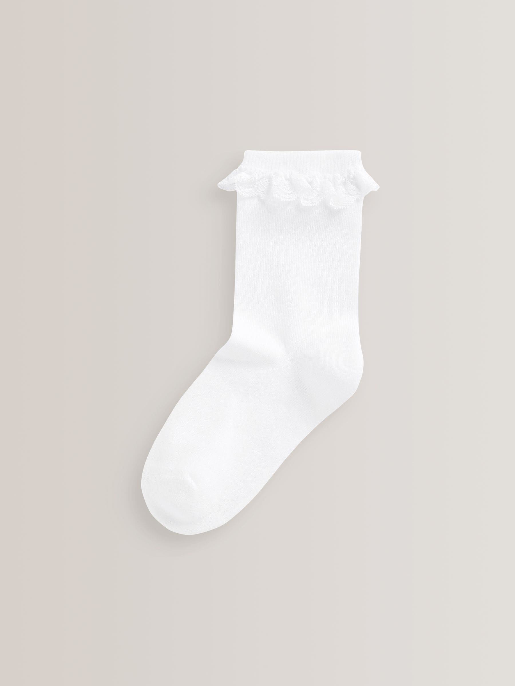 White 5 Pack Cotton Rich Cushioned Sole Ruffle Ankle School Socks image 2