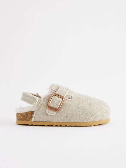 Grey Warm Lined Clog Slippers