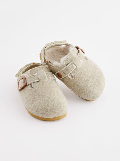 Grey Warm Lined Clog Slippers