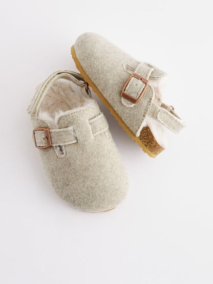 Grey Warm Lined Clog Slippers