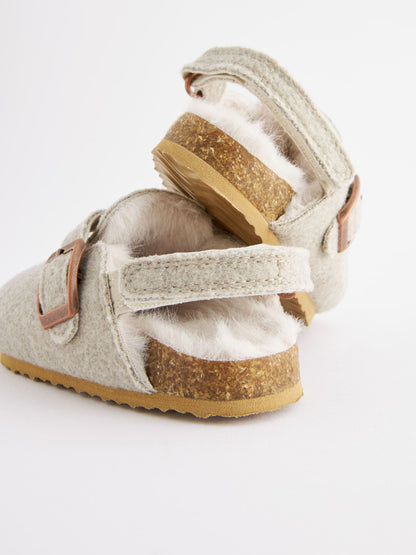 Grey Warm Lined Clog Slippers