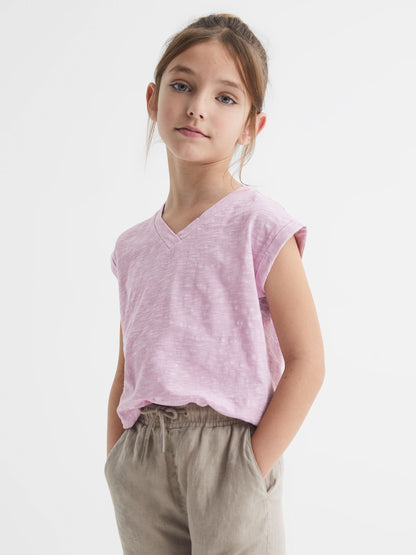 Dsiney Kidz - Reiss Lilac Freddie Senior Jersey V Neck T-Shirt image 3