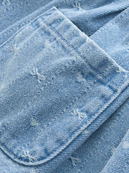 Denim Bow Short Sleeve Dress Immediate