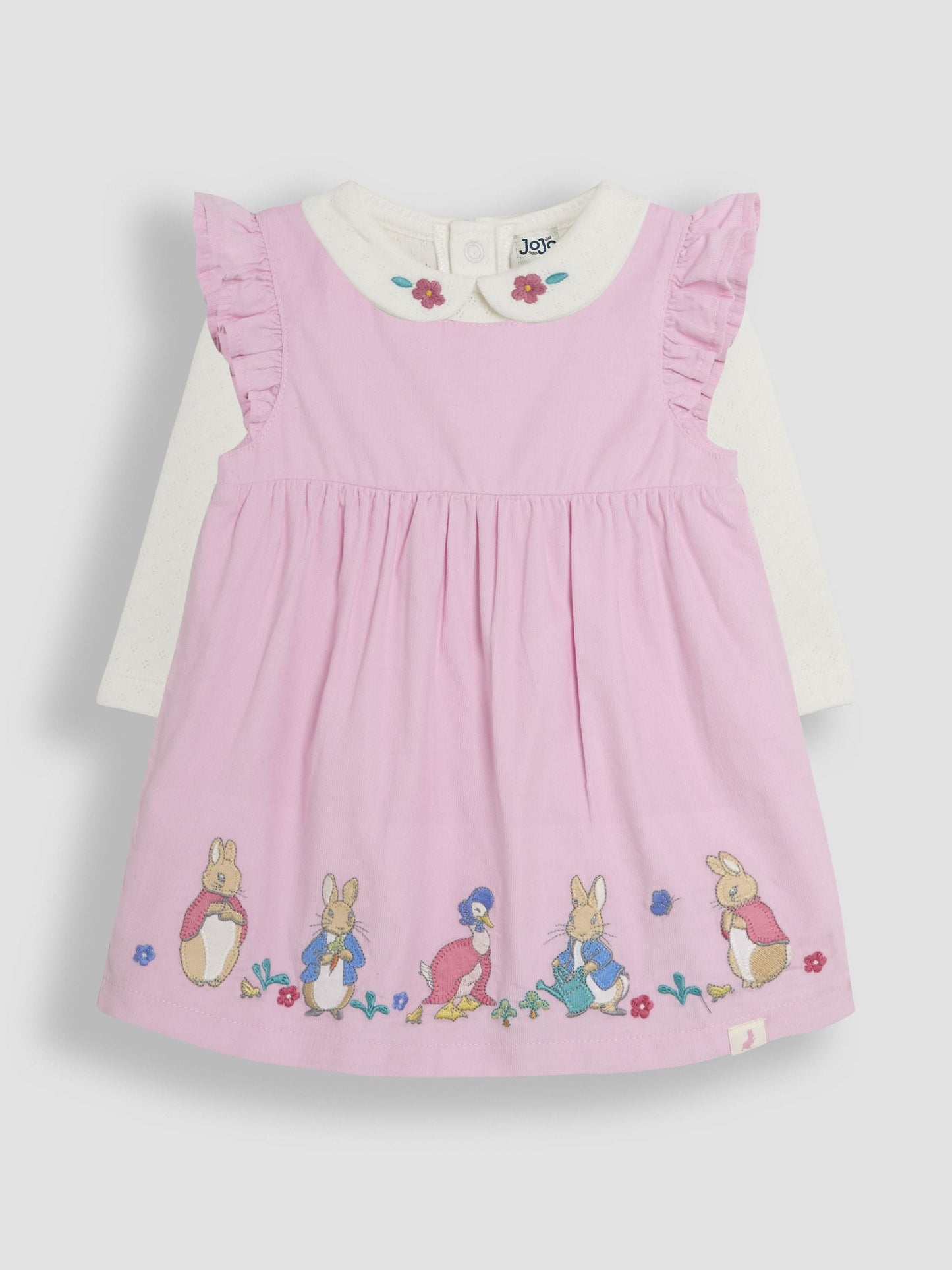 JoJo Maman Bébé Pink Baby Peter Rabbit Embroidered Dress and Body Set image 1