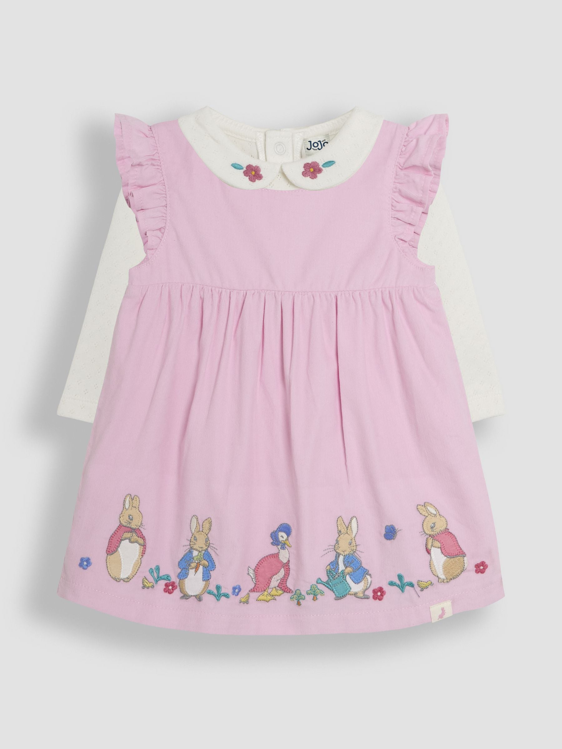 JoJo Maman Bébé Pink Baby Peter Rabbit Embroidered Dress and Body Set image 1