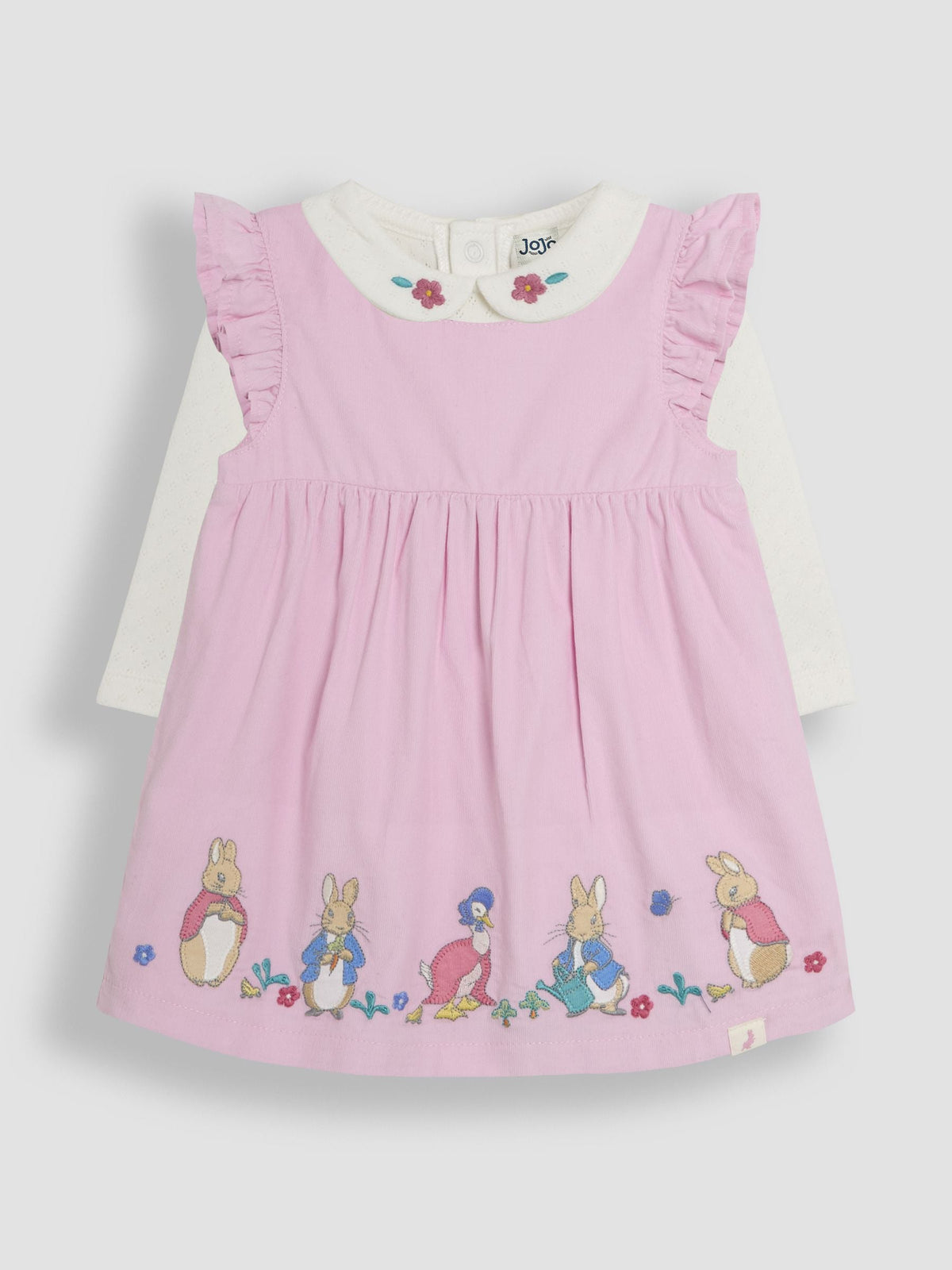 Dsiney Kidz - JoJo Maman Bébé Pink Baby Peter Rabbit Embroidered Dress and Body Set image 1