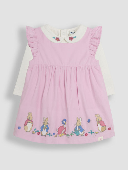 JoJo Maman Bébé Pink Baby Peter Rabbit Embroidered Dress and Body Set image 1