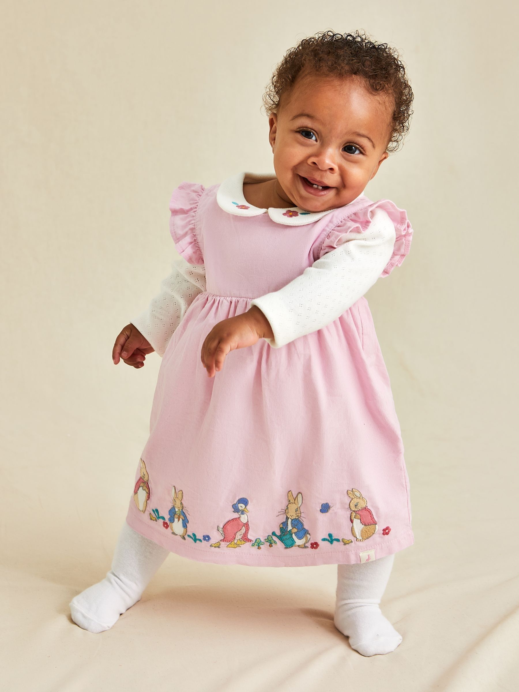 JoJo Maman Bébé Pink Baby Peter Rabbit Embroidered Dress and Body Set image 3
