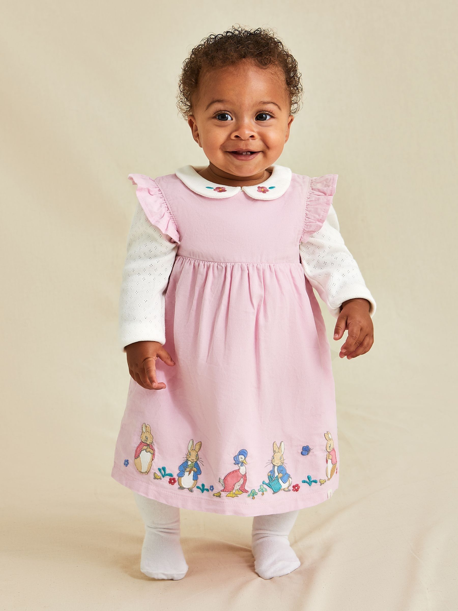 JoJo Maman Bébé Pink Baby Peter Rabbit Embroidered Dress and Body Set image 4