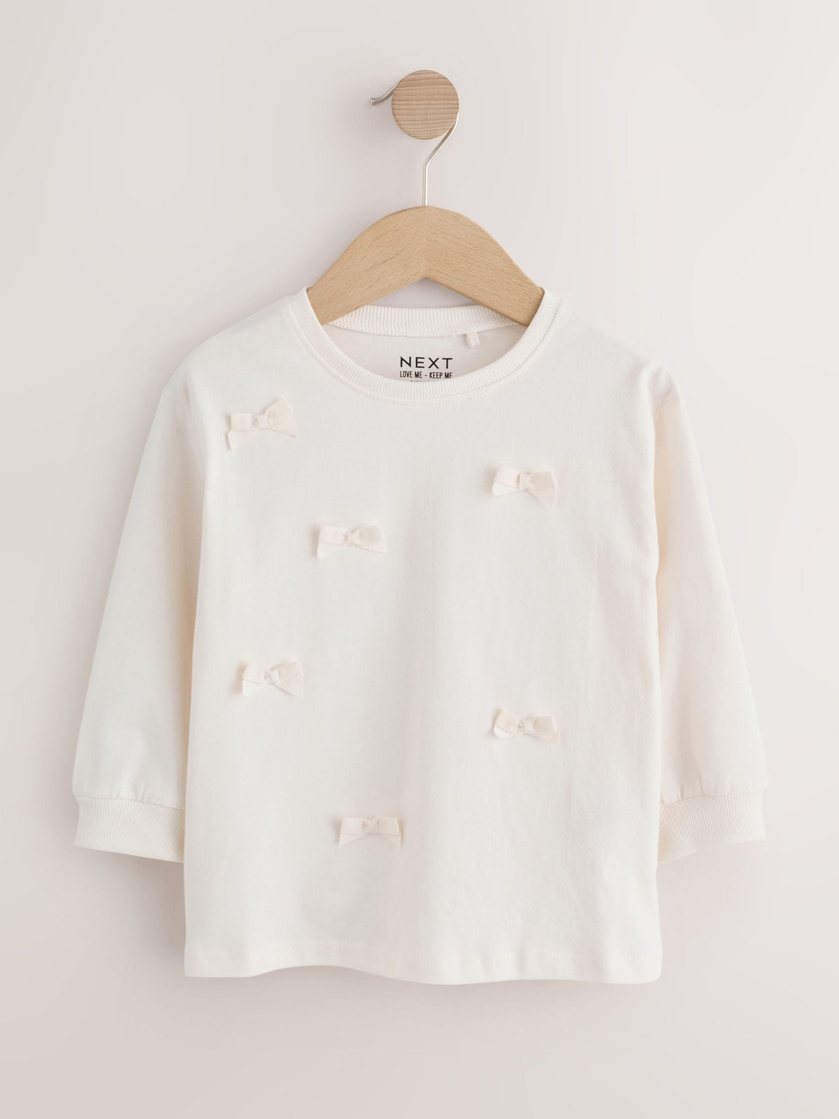 Ecru Bow Applique Long Sleeve Top (3mths-7yrs) - image 1
