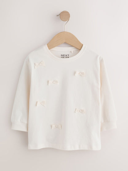 Ecru Bow Applique Long Sleeve Top (3mths-7yrs) - image 1