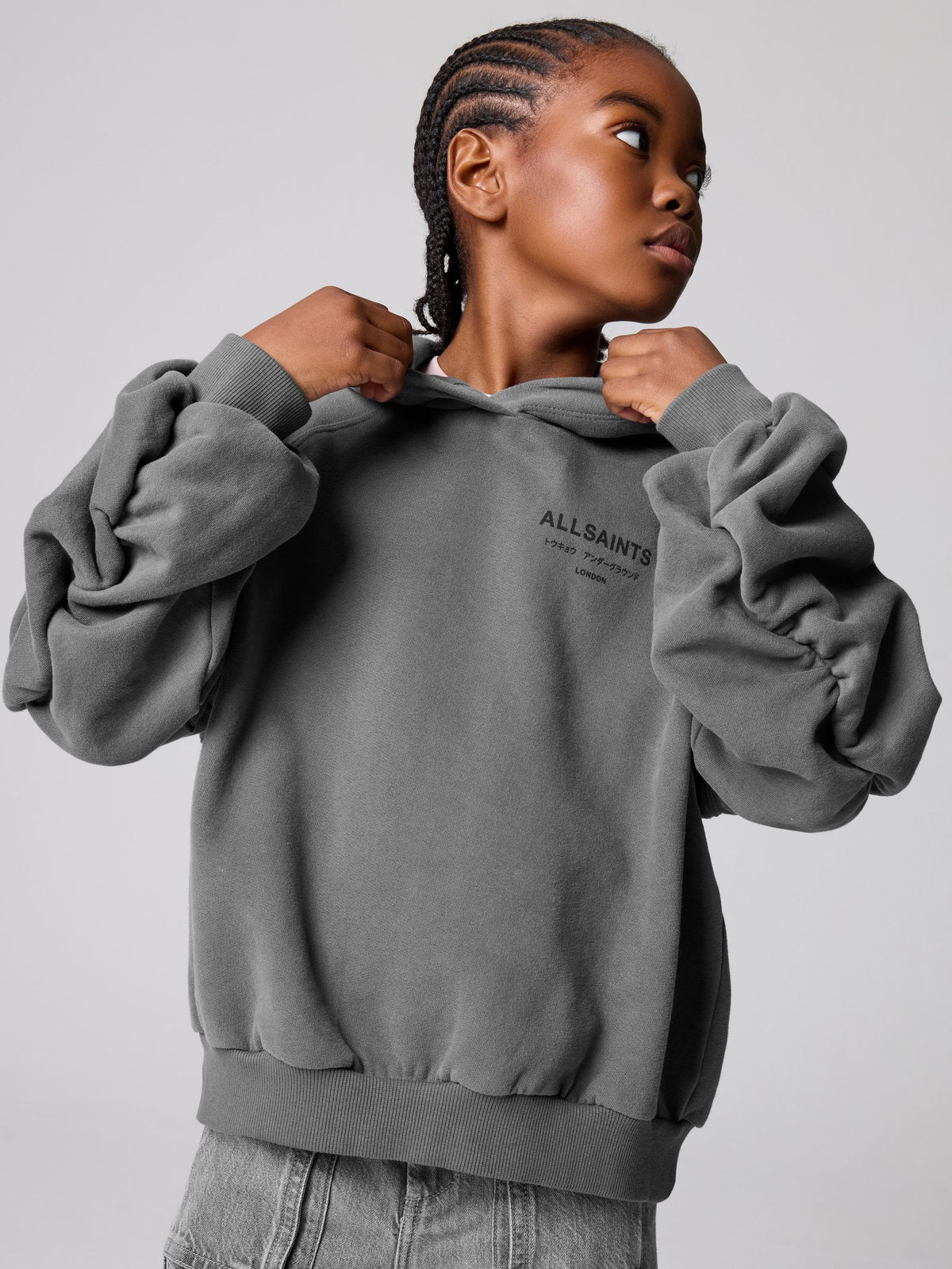 smALLSAINTS Charcoal Grey Oversized Dana Zip Hoodie - image 1