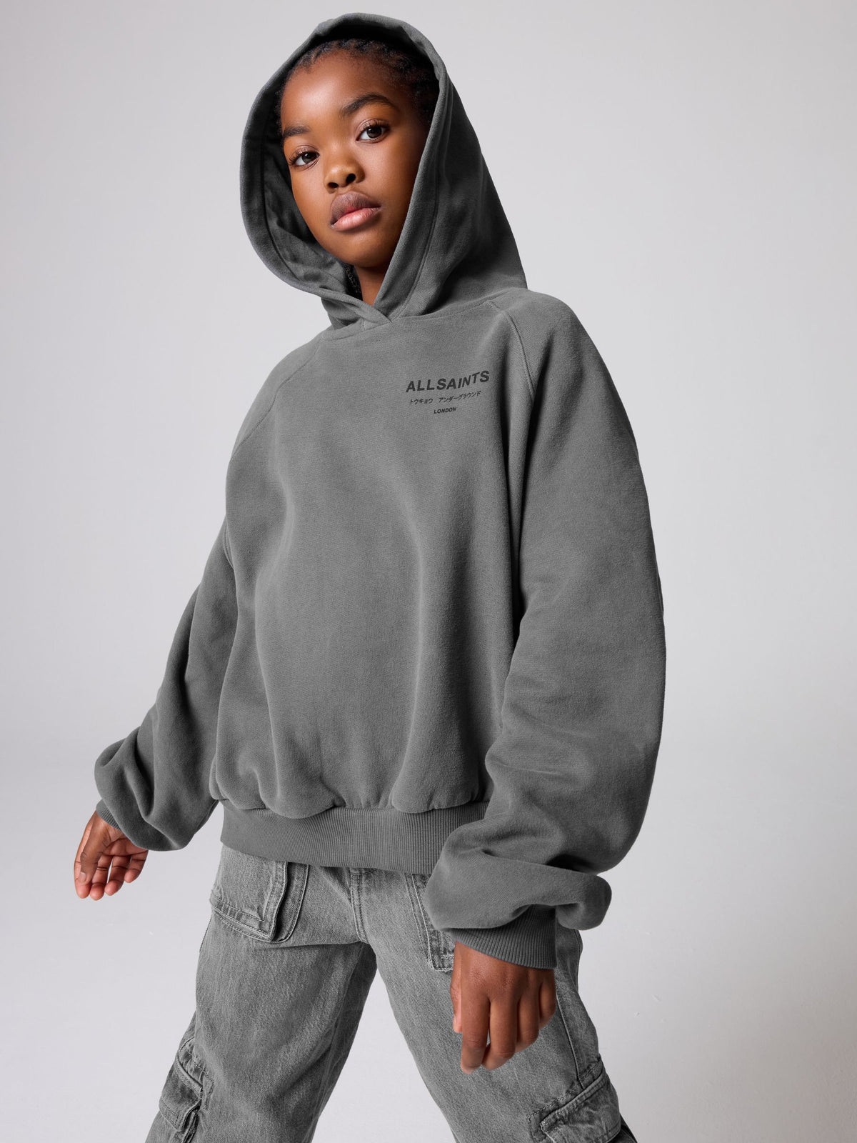 smALLSAINTS Charcoal Grey Oversized Dana Zip Hoodie - image 2