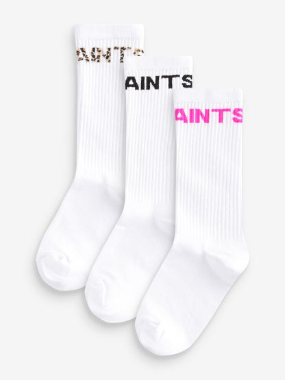 smALLSAINTS White/Pink Girls Logo Socks 3 Pack image 1