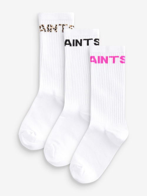 smALLSAINTS White/Pink Girls Logo Socks 3 Pack image 1