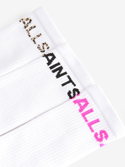 smALLSAINTS White/Pink Girls Logo Socks 3 Pack image 2