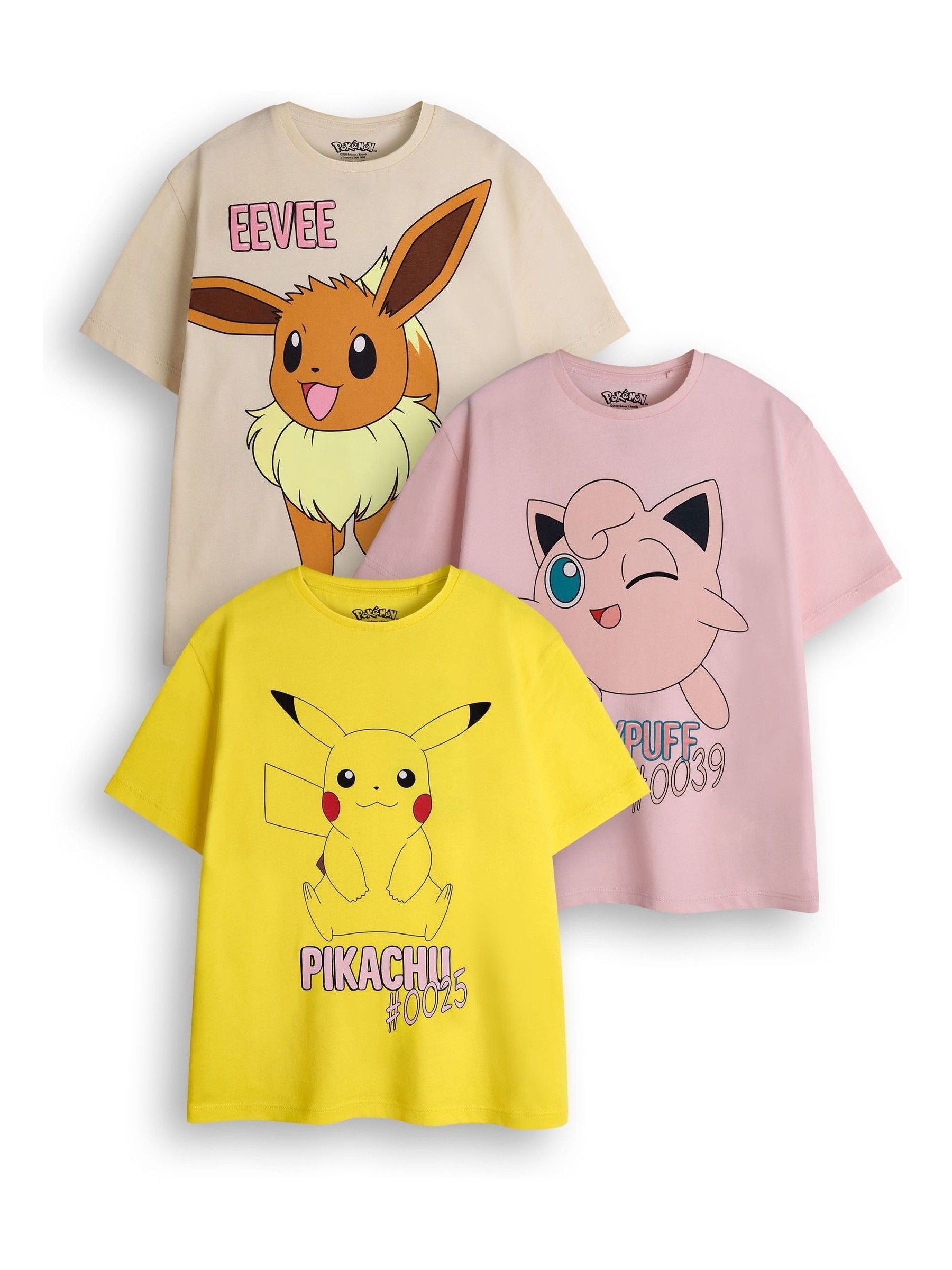 Dsiney Kidz - Vanilla Underground Yellow Girls Pokemon 100% Cotton T-Shirts 3 Pack image 1