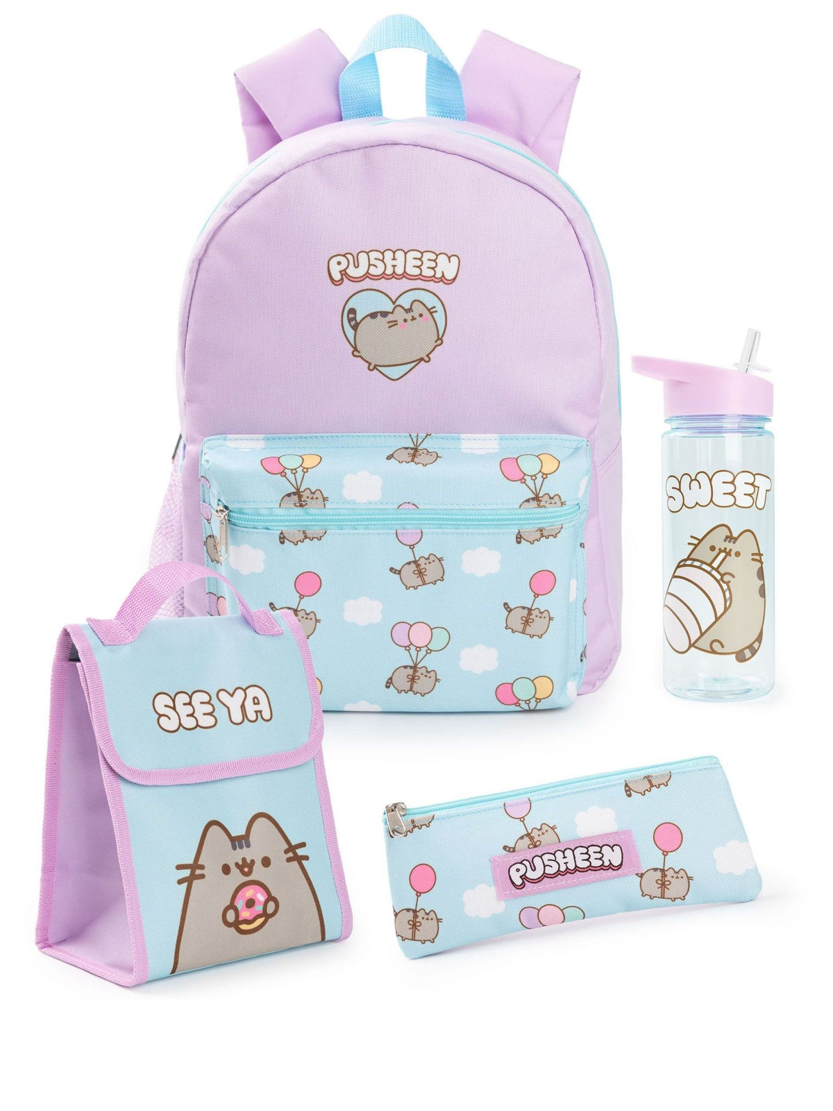 Vanilla Underground Purple Pusheen 4 Piece Backpack Set - image 1