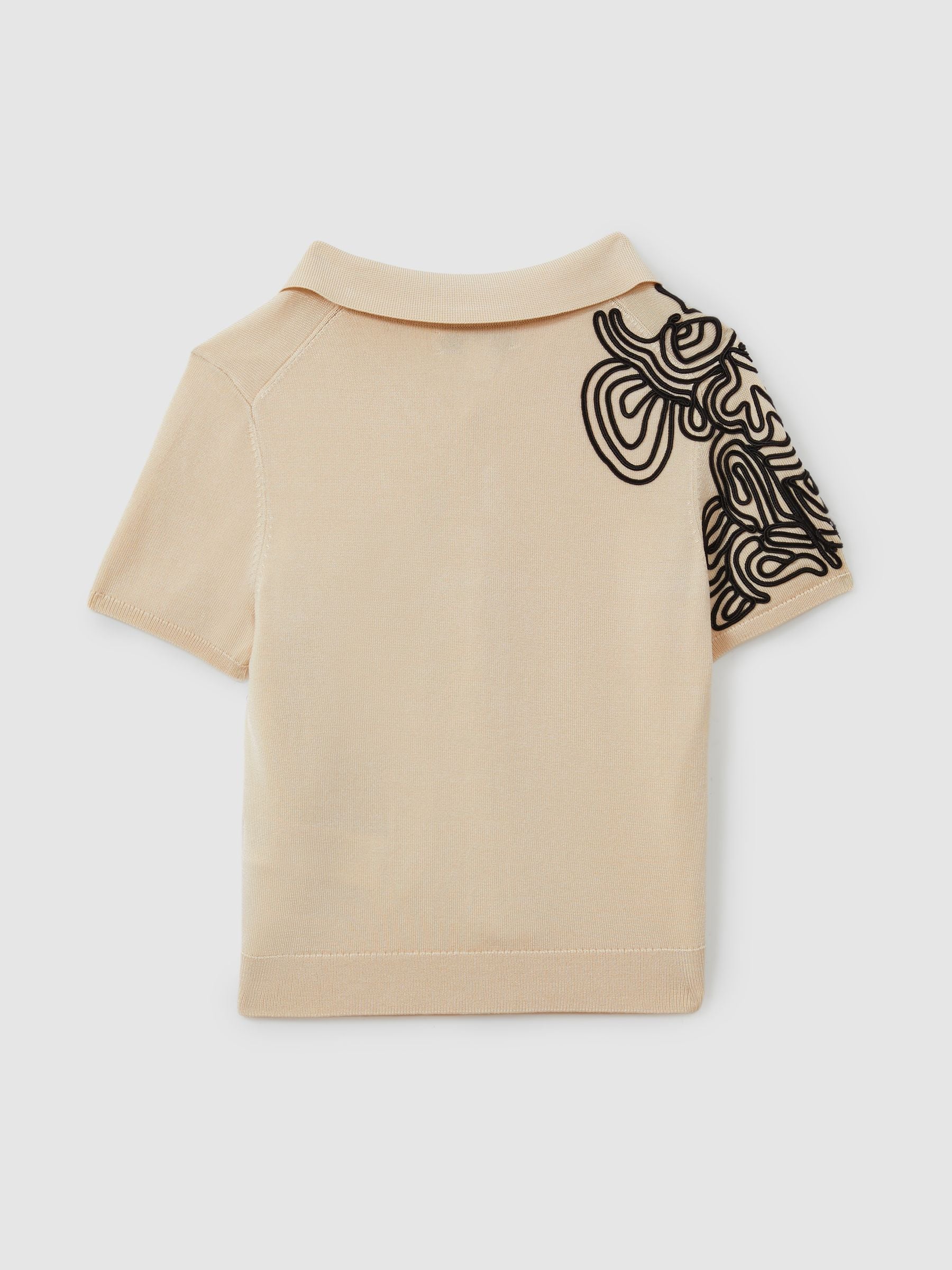 Dsiney Kidz - Reiss Off White/Black Romance 9-13 yrs Jersey Embroidered Cuban Collar Shirt image 2