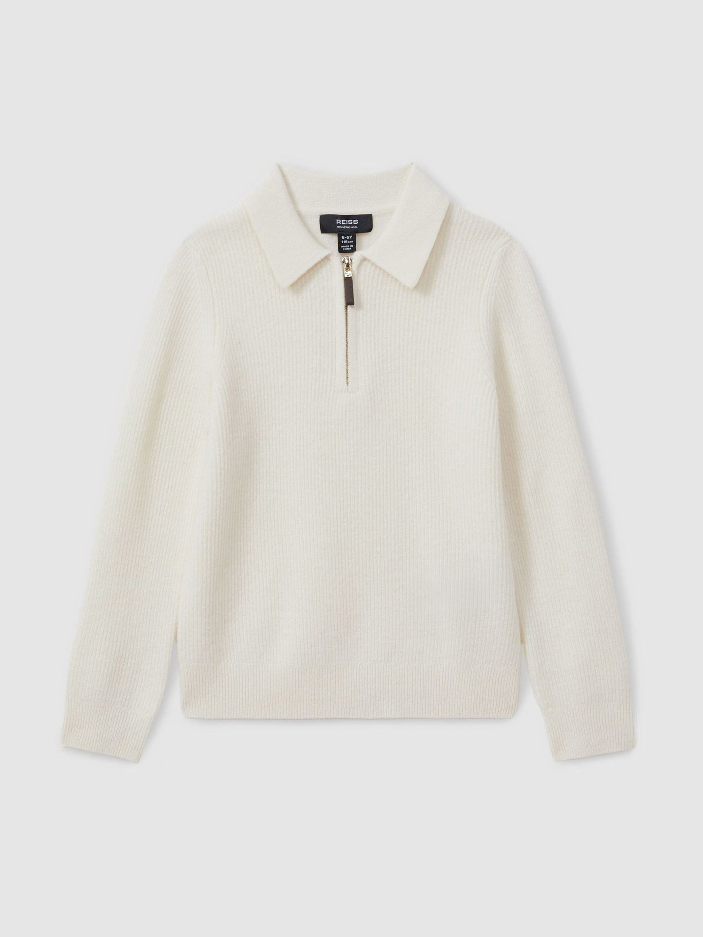 Dsiney Kidz - Reiss Off White Regis 3-9 yrs Wool Quarter Zip Polo Shirt image 2
