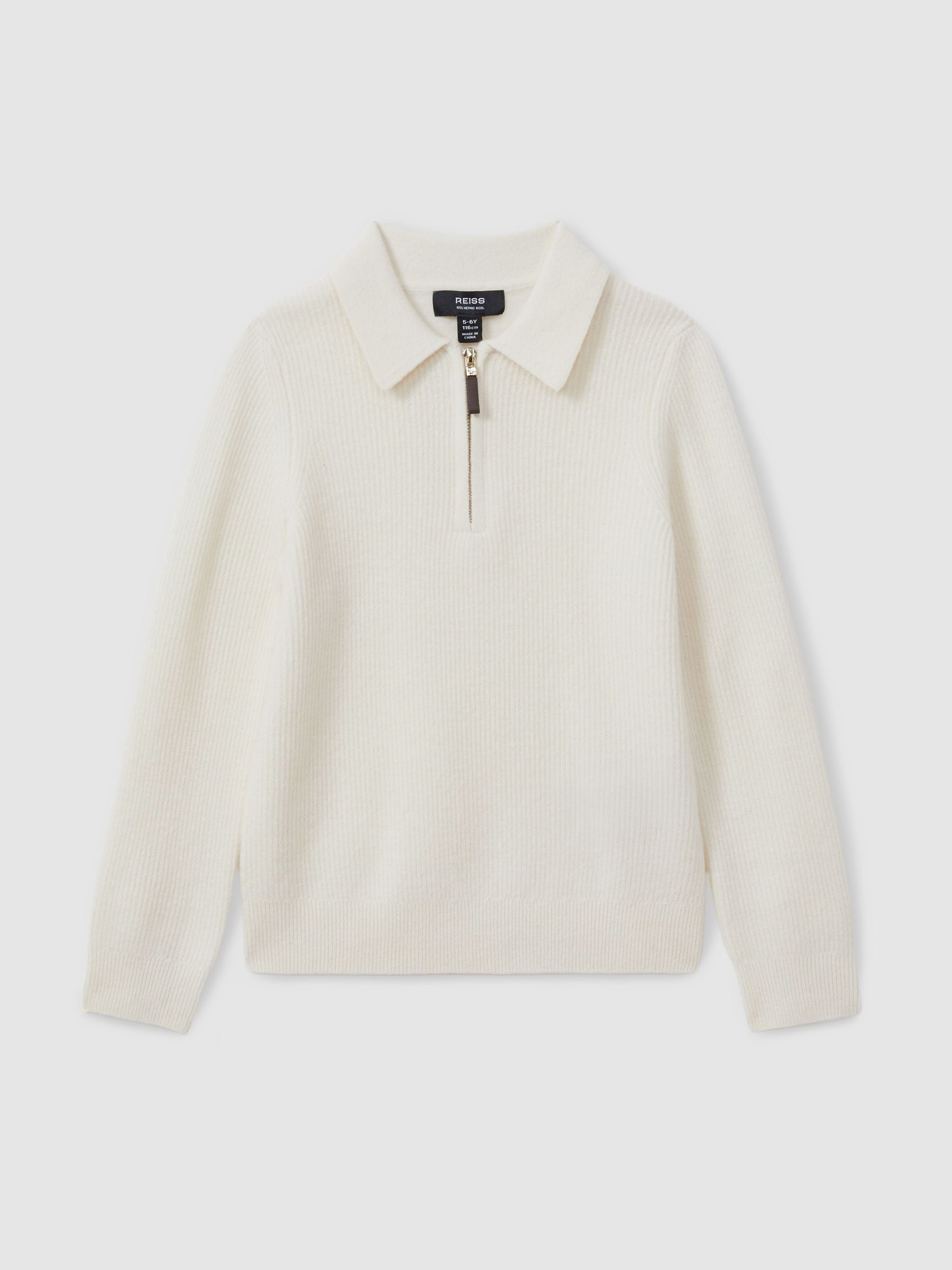 Dsiney Kidz - Reiss Off White Regis 3-9 yrs Wool Quarter Zip Polo Shirt image 2