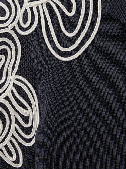 Dsiney Kidz - Reiss Navy/Off White Romance 9-13 yrs Jersey Embroidered Cuban Collar Shirt image 4