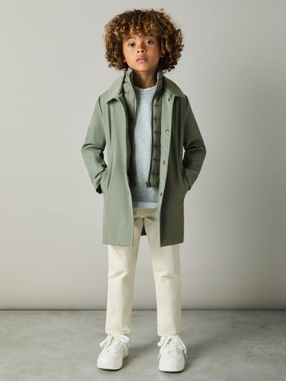 Dsiney Kidz - Reiss Sage Green Logan 3-9 yrs Gabardine Coat with Removable Gilet image 1