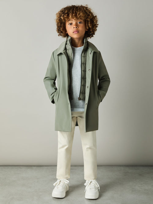 Dsiney Kidz - Reiss Sage Green Logan 3-9 yrs Gabardine Coat with Removable Gilet image 1
