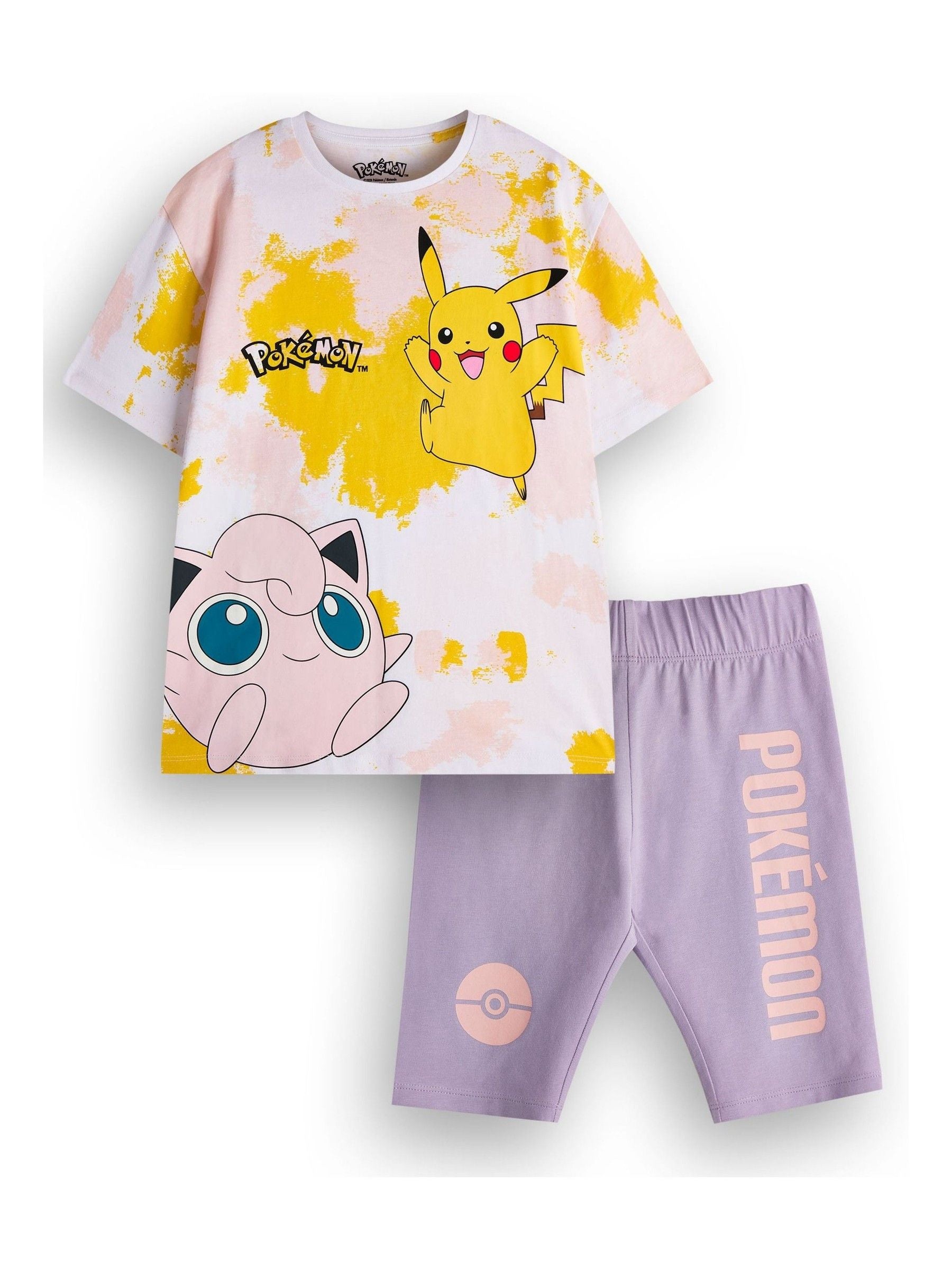 Dsiney Kidz - Vanilla Underground Purple Girls Pokemon 100% Cotton T-Shirt and Cycling Shorts Set image 1