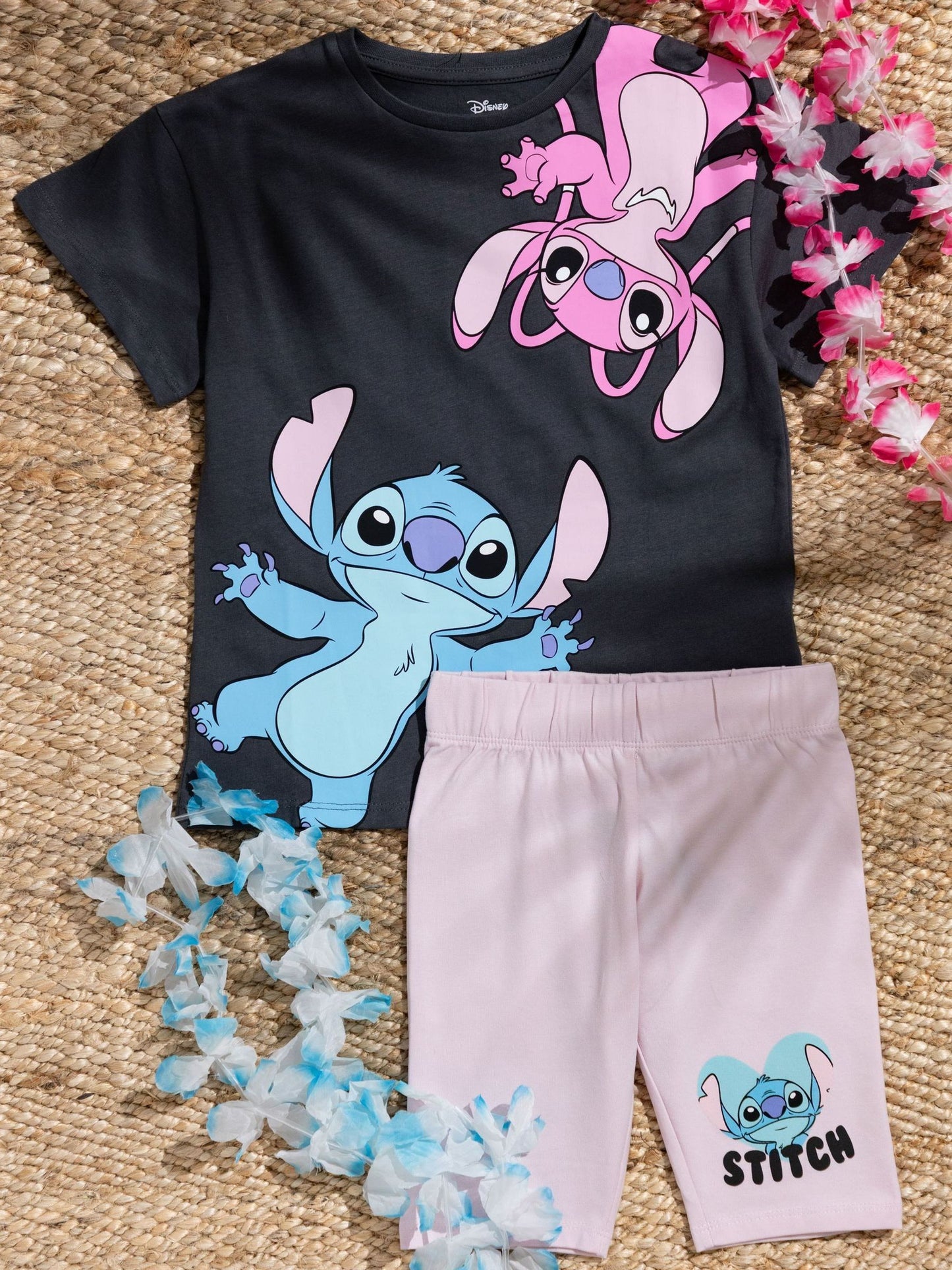 Dsiney Kidz - Vanilla Underground Grey Girls 100% Cotton Stitch T-Shirt and Cycling Shorts Set image 1