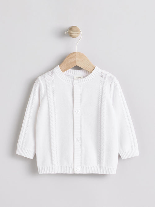 Dsiney Kidz - White Cable Knitted Baby Cardigan image 1