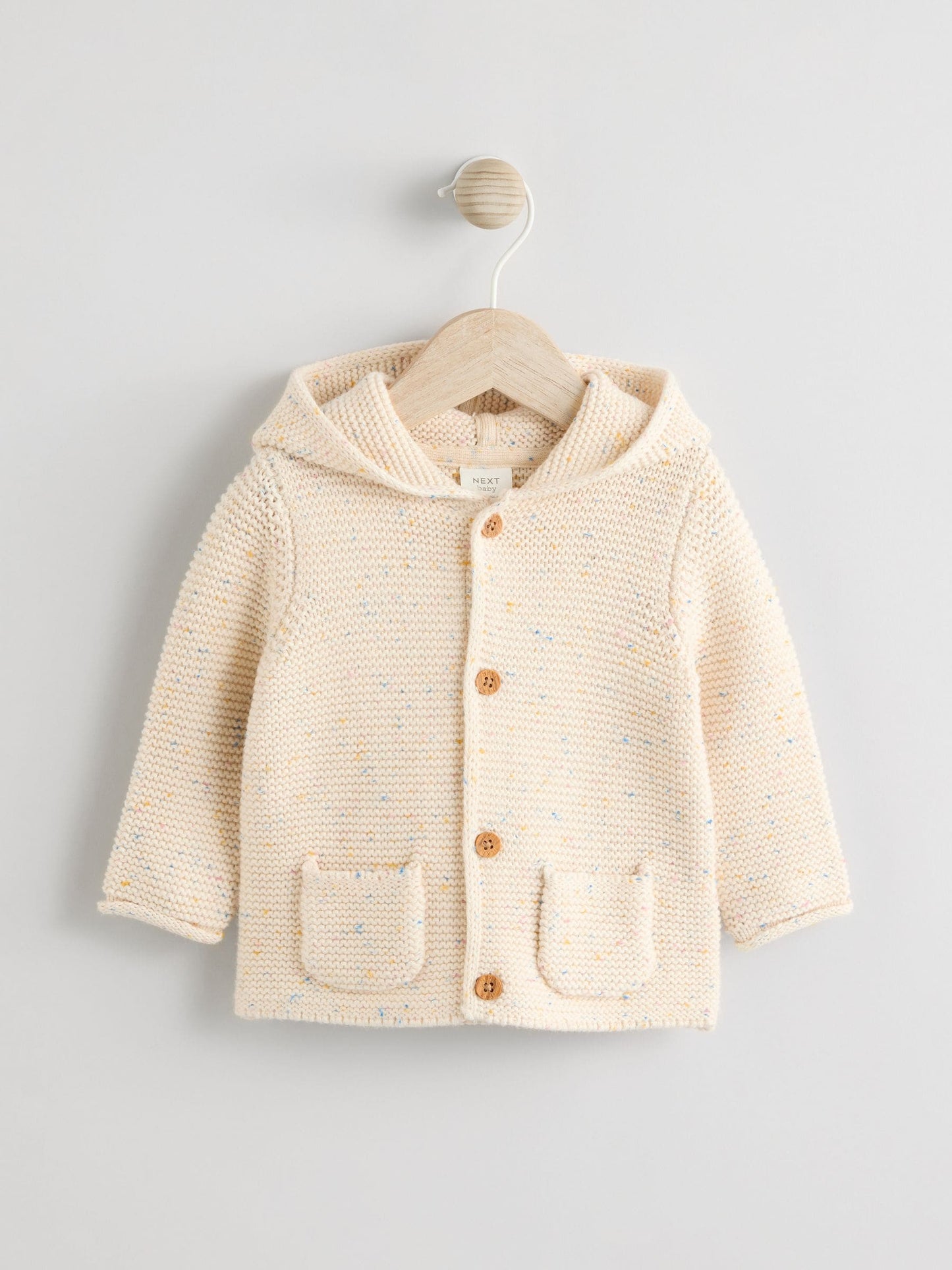 Dsiney Kidz - Ecru Neppy Knitted Hooded Baby Cardigan image 4