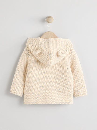 Dsiney Kidz - Ecru Neppy Knitted Hooded Baby Cardigan image 5