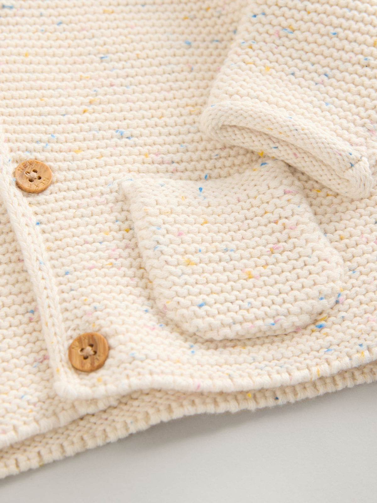 Dsiney Kidz - Ecru Neppy Knitted Hooded Baby Cardigan image 8