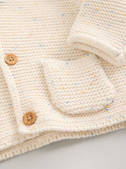 Dsiney Kidz - Ecru Neppy Knitted Hooded Baby Cardigan image 8