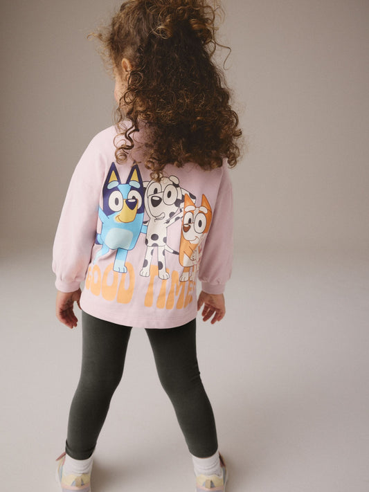 Pink Bluey Long Sleeve 100% Cotton T-Shirt and Leggings Set (3mths-7yrs) image 1