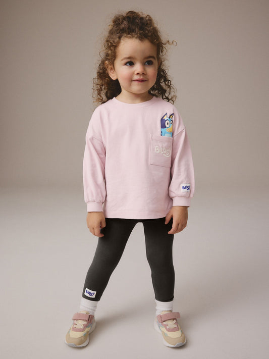 Pink Bluey Long Sleeve 100% Cotton T-Shirt and Leggings Set (3mths-7yrs) image 3