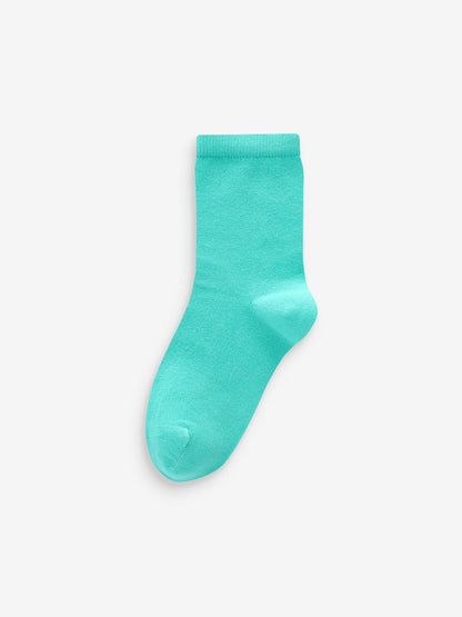 Red/Orange/Yellow/Green/Blue Cotton Rich Plain Socks 7 Pack
