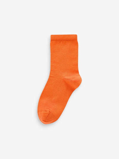 Red/Orange/Yellow/Green/Blue Cotton Rich Plain Socks 7 Pack