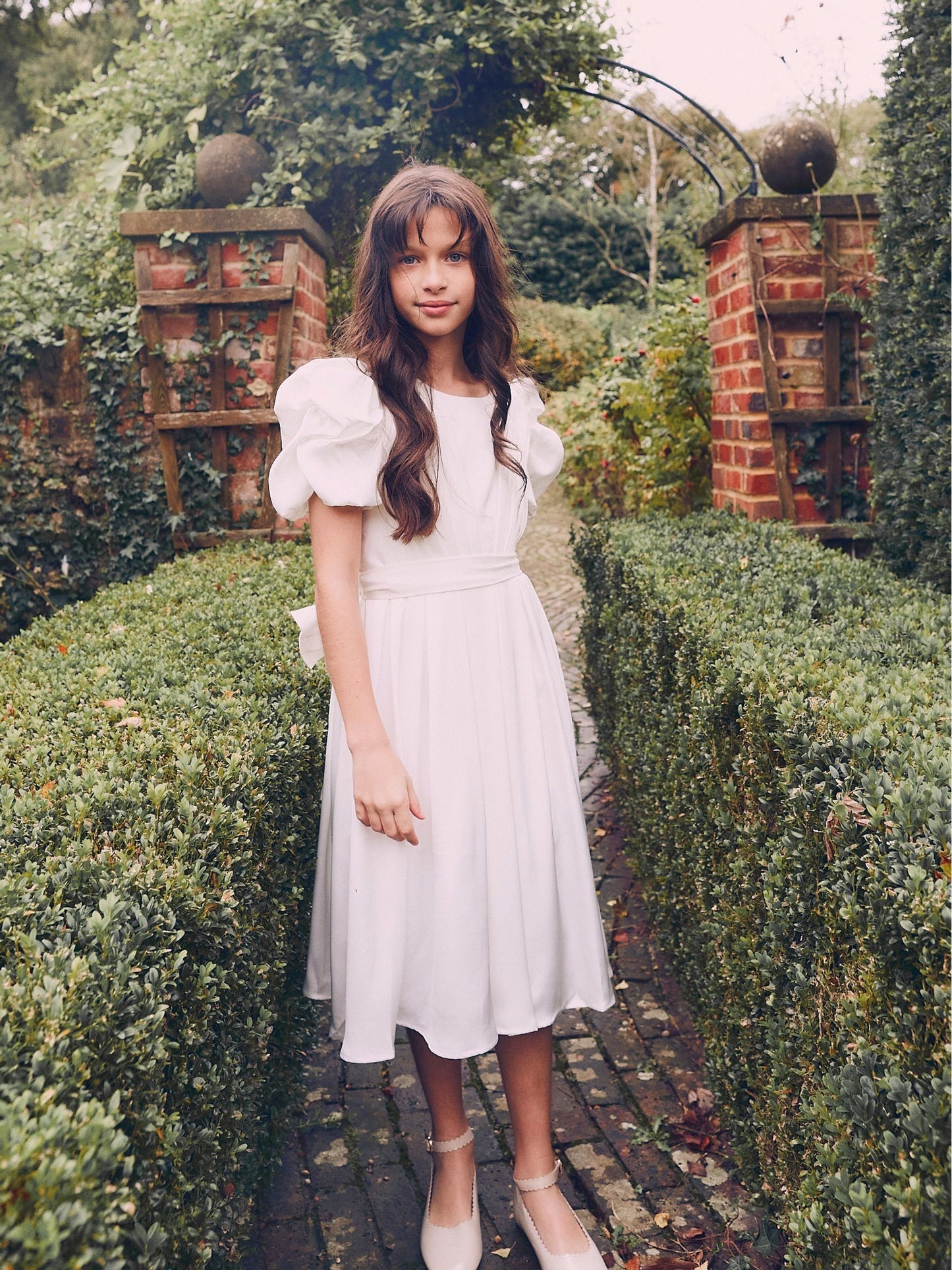 Angel & Rocket Cream Portia Pleated Bodice Bow Dress image 3