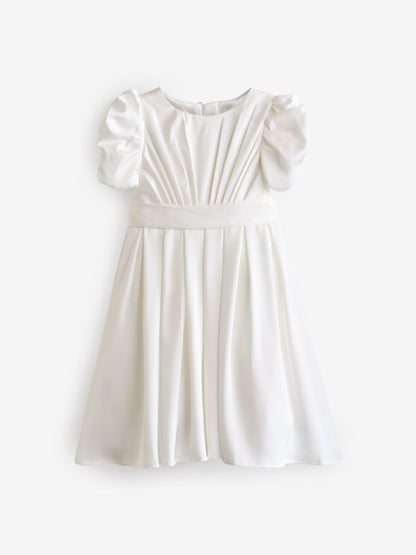Angel & Rocket Cream Portia Pleated Bodice Bow Dress image 4