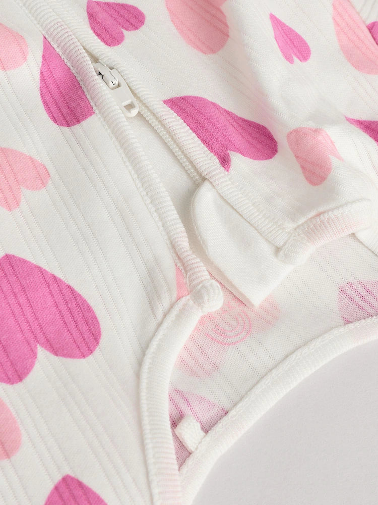 Pink 3 Pack Two Way Zip Baby Sleepsuits (0mths-2yrs)