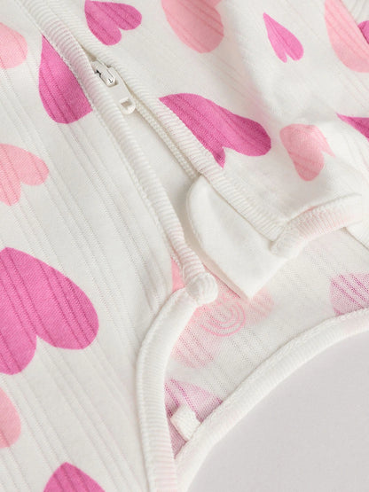 Pink 3 Pack Two Way Zip Baby Sleepsuits (0mths-2yrs)