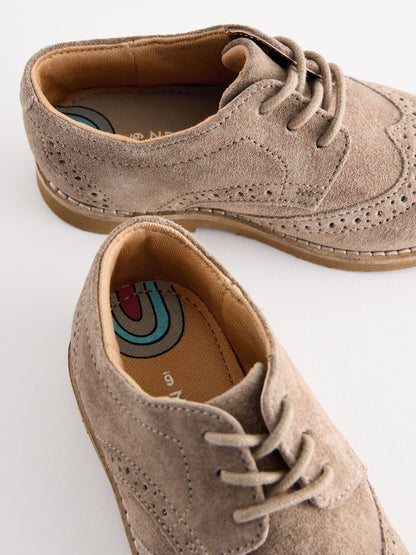 Neutral Standard Fit (F) Smart Leather Brogue Shoes image 6