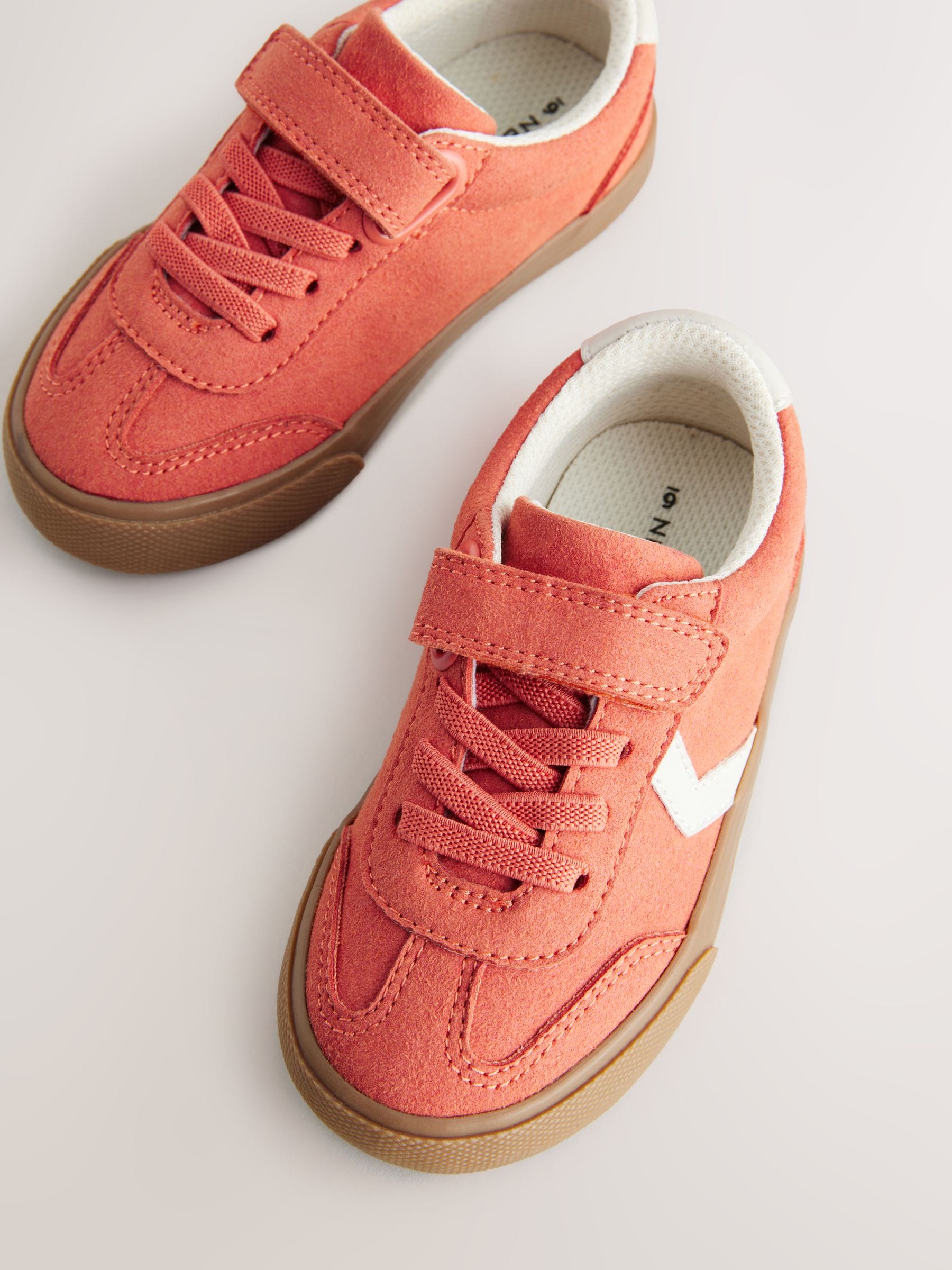Red Standard Fit (F) Touch Fastening Elastic Lace Trainers image 6